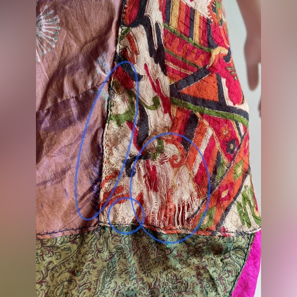 Sacred Threads Silk Kimono Robe Multicolor Patchwork Small - Picture 2 of 16